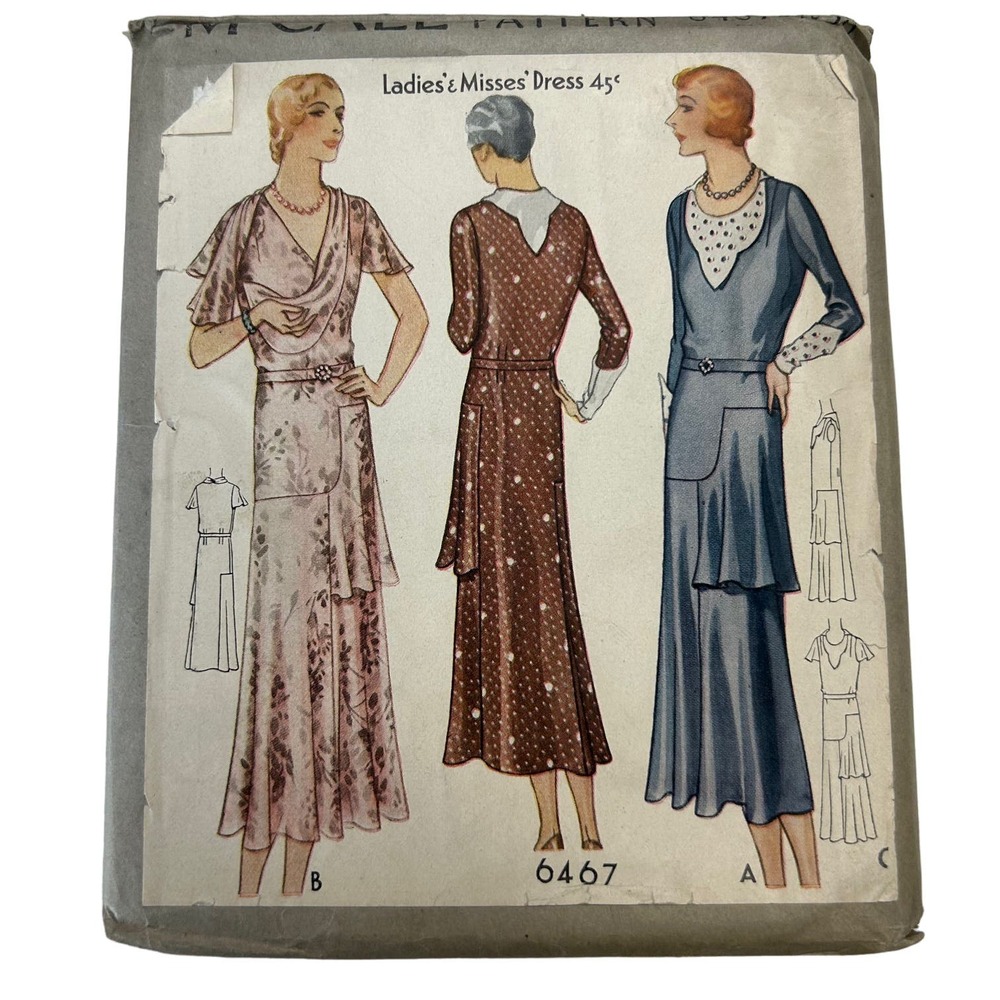 McCall Antique Early 1900's Pattern #6467 Ladies/Misses Dress Size 36 HTF RARE